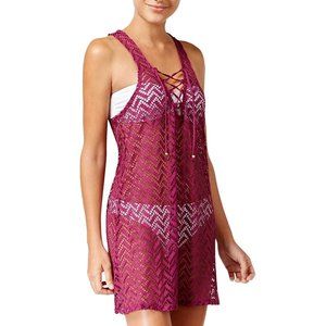 Lace-Up Crochet Swimsuit Cover-Up Miken, M NWT